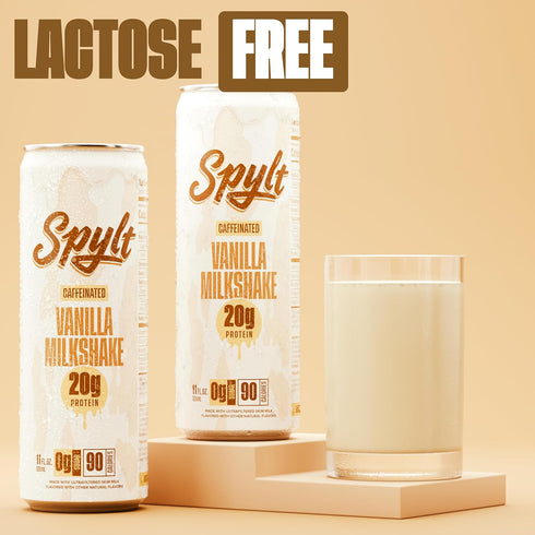60mg 20g 90 12 Count Spylt High Protein Vanilla Milkshake with Caffeine & Protein - Calories, Ready to Drink, Sugar