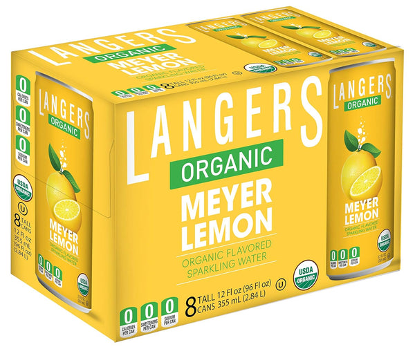 Langers Organic Flavored Sparkling Water, Meyer Lemon, 12 Fl Oz (Pack of