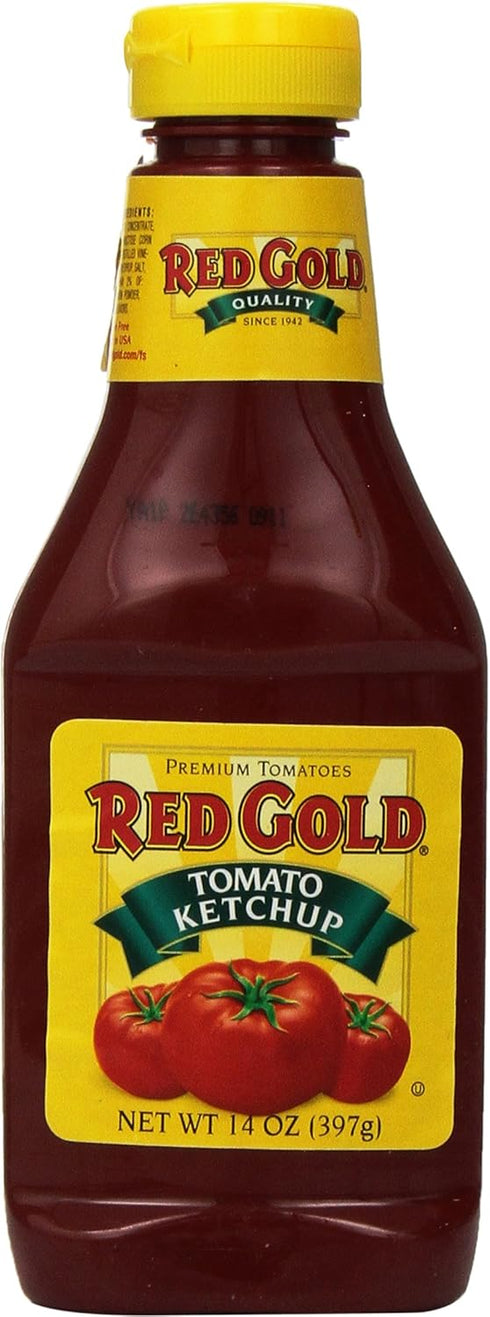 Red Gold Tomato Ketchup Squeeze Bottle 14 Ounces (Pack of 3)