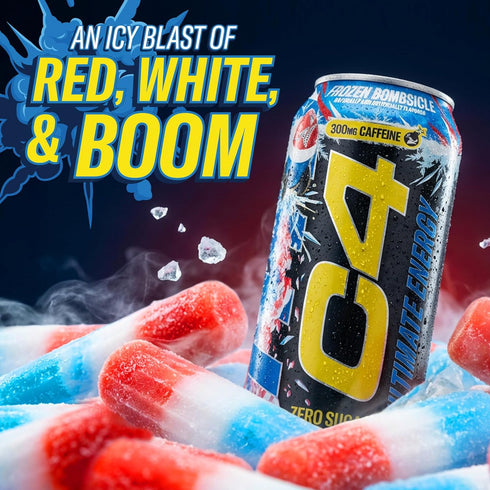 C4 300mg Frozen 16oz (Pack 12) Ultimate Energy Drink, Caffeine, Zero Sugar, High-Performance Energy for Pre-Workout