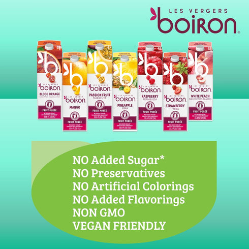 Les Vergers Boiron 1 (33.8 Oz) Passion Fruit Puree Drink Mix, All Natural, No Added Sugar, Non-GMO, No Preservatives