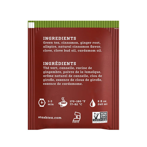 100 Count PACKAGING) Stash Tea Chai Green Tea - Caffeinated, Non-GMO Project Verified Premium Tea with No Artificial
