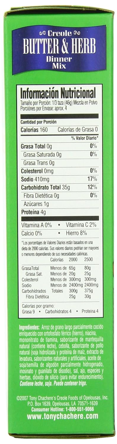 7 (Pack 12) Tony Chachere Rice Mix, Butter and Herb, Ounce