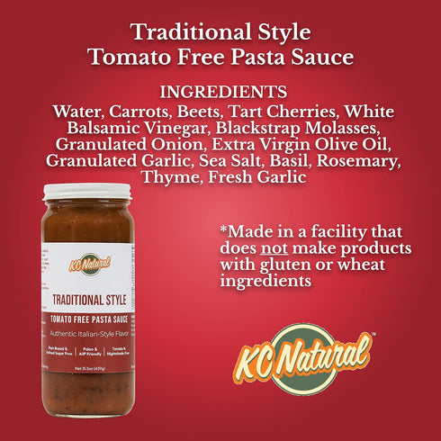 KC Natural | Traditional Style Tomato Free Pasta Sauce | 280mg Sodium (1-pack, 1.00)