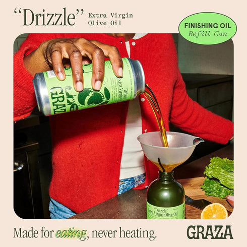 16.9 Oz (500ml) Graza Drizzle Extra Virgin Olive Oil, Finishing Oil - High Polyphenol Early Harvest EVOO Finishing Oil