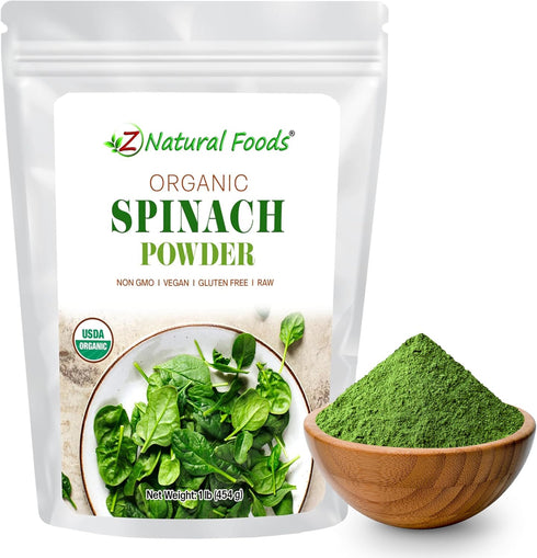 Z Natural Foods Organic Spinach Powder - 100% Pure & Nutrient-Dense Dried