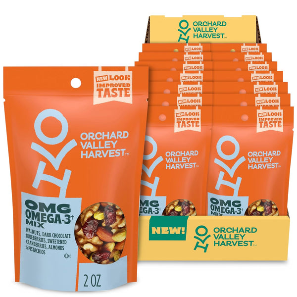 Orchard Valley Harvest OMG Omega-3 Mix, 14 pack (2 oz), Walnuts, Dark