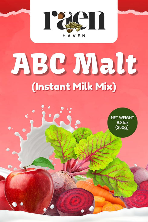 RAEN HAVEN 8.81 oz (250g) Pack 1 ABC Malt Instant Milk Mix | Nutritious Blend with Apples, Carrot, Brown Sugar