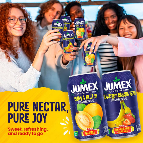 11.3oz, 12 Pack Jumex Strawberry Banana & Guava Juice Nectar - Made with Fresh Fruit Puree - Tropical Fruit Juice