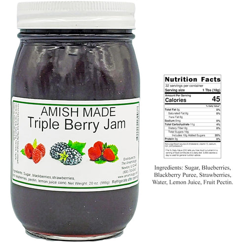 Arndts Fudgery DBA The Amish-Buggy 18 Oz Amish Triple Berry Jam - Two Jars