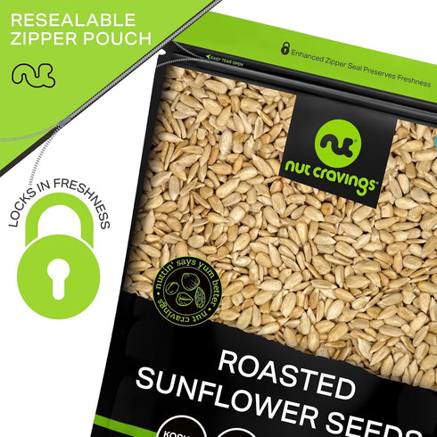(32oz 2 LB) Packed NUT CRAVINGS - Roasted Unsalted Sunflower Seeds Kernels to eat, No Shell Hulled - Bulk Nuts Fresh