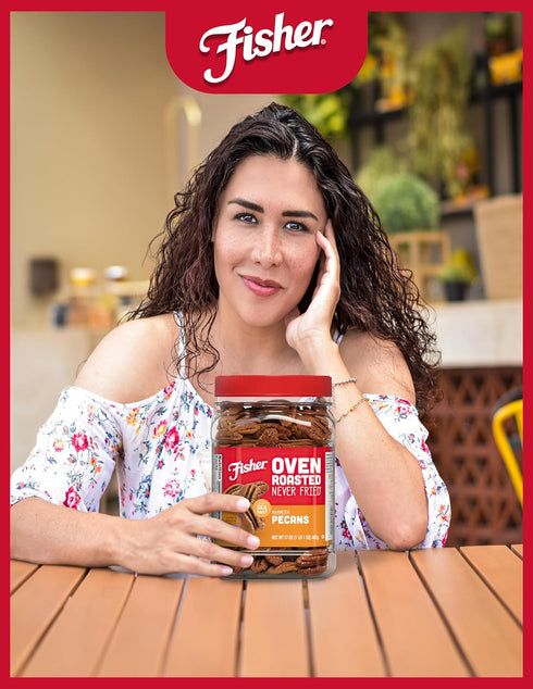 Fisher Oven Roasted Never Fried Mammoth Pecans (17 Ounces) - Heart Healthy Snacks, Gluten Free