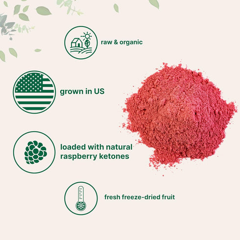 8oz 100% Organic Raspberry Juice powder, | Natural Fruit Powder | Freeze-Dried Raspberries Source | No Sugar