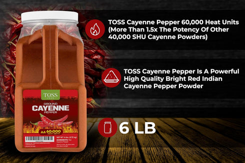 60,000 6 LB, Commercial Extra Hot Cayenne Pepper Powder Bulk Heat Units Ground Cayenne Powder Hot Pepper - Red Spice
