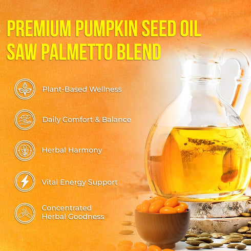330 3000mg FreshDrinkUS, Premium Pumpkin Seed Oil Softgels with Saw Palmetto, Per Serving, Cold Pressed, Pure Virgin