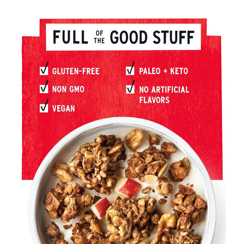 (3 8oz Purely Elizabeth Apple Walnut Keto Granola, Made with Nuts and Seeds, Grain-Free, Gluten-Free, Non-GMO Ct, Bags)