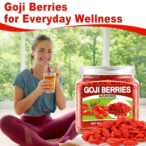 HJUOOKD 11oz 100% Dried Goji Berries - Natural Large Berries, Sun-Dried & Handpicked, Vegan Wolfberry - Perfect