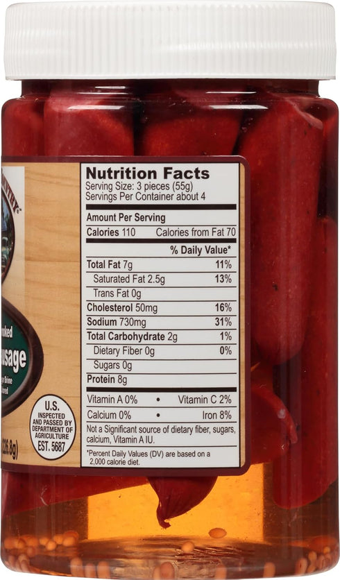Country 8 Backroad Pickled Smoked Polish Sausage, Ounce Jar