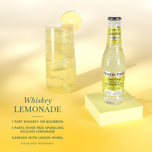 6.8 oz Pack 4 Fever-Tree Sparkling Sicilian Lemonade Premium Soda Mixer for Cocktails and Mocktails, fl Bottles