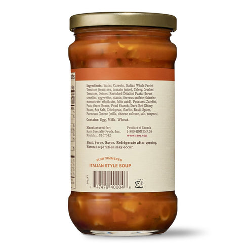 16oz, (Pack 6) Rao's Homemade, Vegetable Minestrone Soup