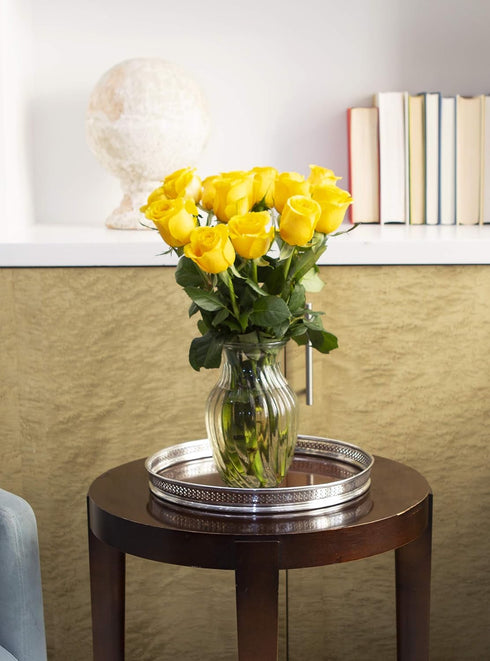 12 KaBloom - Bouquet of Fresh Yellow Roses (Farm-Fresh, Long-Stem) - Fresh Flowers for Birthday, Valentine's & Mother's