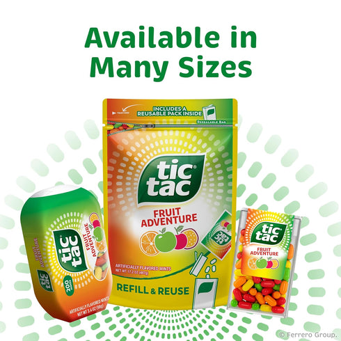 100 12 Pack, 1.7 oz Tic Tac Fruit Adventure, On-the-Go Pocket-Sized Mints, pieces, Bulk Each
