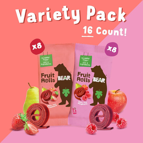 Pack, 11.2 Bear, Strawberry & Raspberry Fruit Rolls Variety Ounce