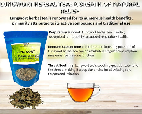 CIK Naturals (100g) Lungwort Herb Pulmonaria tea Herbal Infusions Zip-lock bag Pulmonaria officinalis