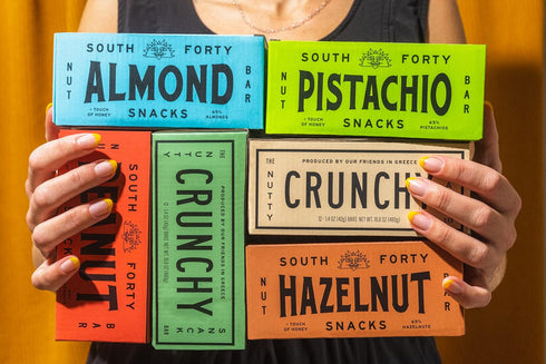 40 4 (40g Pack 12) South Snacks Crunchy Almond Bar, Just Ingredients, Touch of Honey Bar