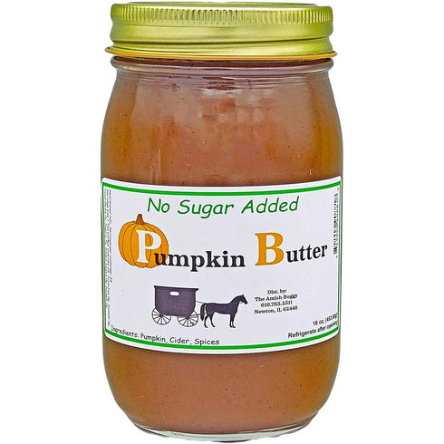 Amish Buggy 16 oz. 2pk Amish Made Pumpkin Butter (No Sugar Added Pumpkin Butter)