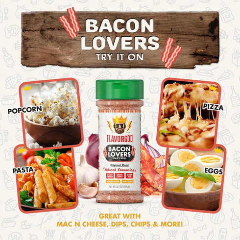 Bacon Lovers Seasoning Mix by Flavor God - Premium All Natural & Healthy Spice Blend for Beef, Eggs, Salad & Vegetables