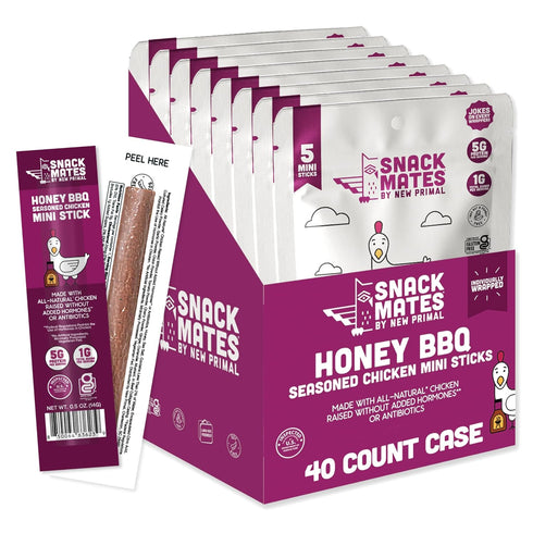 New Primal Snack Mates Honey BBQ Chicken Sticks, Healthy Snack for Kids,