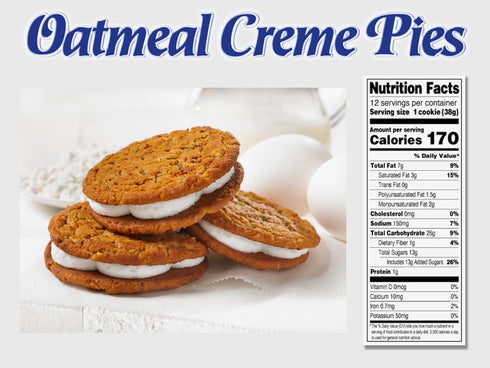 12 16.2 OZ Little Debbie Oatmeal Crme Pies, Individually Wrapped Sandwich Cookies, Box