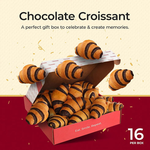 16-pack Chocolate Croissant Gift Box | Nut & Dairy Free Baked Goods | Gourmet Food Gifts for Adults | OU Kosher