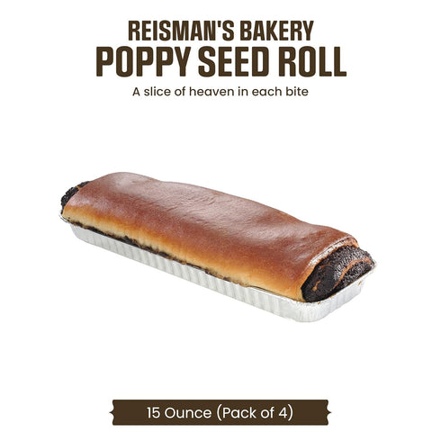 Pack 4, 15 Reismans Bakery Poppy Seed Roll, Traditional Poppy Seed Filling, Dairy-Free Bakery Food, Delicious Dessert
