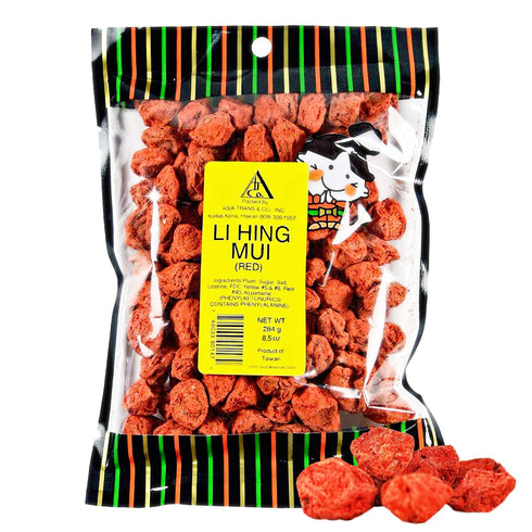 Asia Trans Seeded Red Li Hing Mui Crack Seed Plums, Hawaiian Favorite, Sweet, Sour & Salty Dried Asian Plum