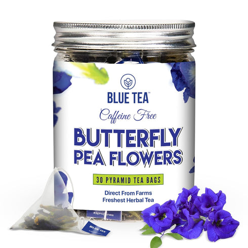 BLUE TEA - Butterfly Pea Flower Tea, 30 Count Plant Based Tea Bag, Antioxidant Rich Herbal Tea, Caffeine Free