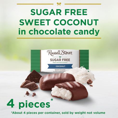 2 oz. (Pack 10) RUSSELL STOVER Sugar Free Coconut in Chocolate Candy, bag