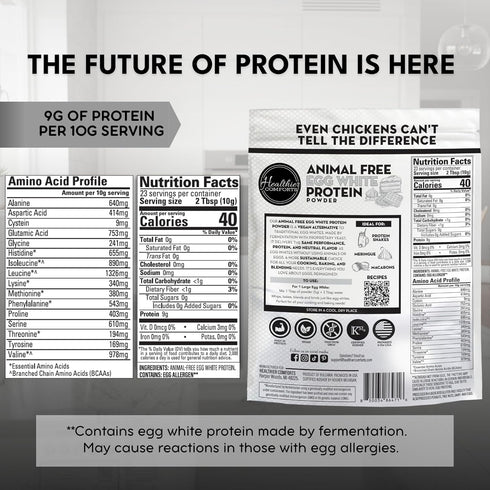 (8 oz) Healthier Comforts Animal-Free Egg White Powder | Vegan Egg White Protein - Unflavored | Cholesterol-Free