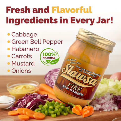 2-Pack Habanero Relish for Sausages and Burgers Slawsa Fire Gourmet Cabbage Topping with Real Habanero Peppers |