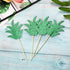 48 Pieces Green Pineapple Palm Leaf Cupcake Toppers, Glitter Tropical Food Picks for Summer Beach Party