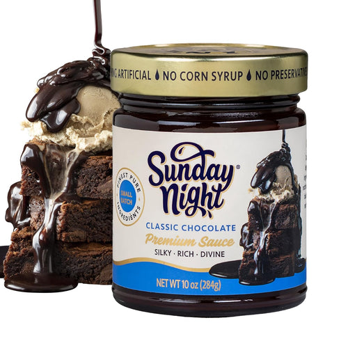 Sunday Night Classic Chocolate Sauce, 10oz, Premium Quality Chocolate Ganache, Gluten-Free, No Preservatives