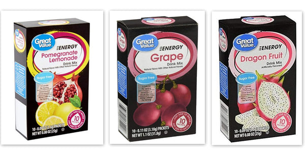 Great Value Energy Drink Mix bundle: 2x Dragon Fruit, 2x Grape; 2x Pomegranate Lemonade
