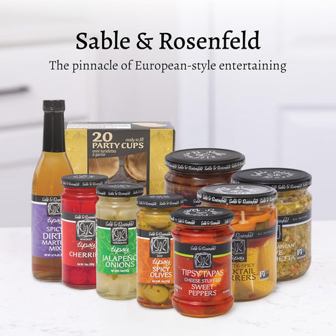 5 oz (Pack 6), Sable & Rosenfeld Vermouth Tipsy Onions, of Gourmet Pickled Silverskin Cocktail Onions in Jar, Kosher
