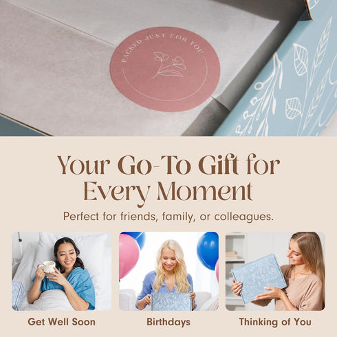 Cozy Package Unboxme Thank You & Appreciation Gift Basket for Women, Care with Tea, Mug, Socks & Honey, Ready to Gift