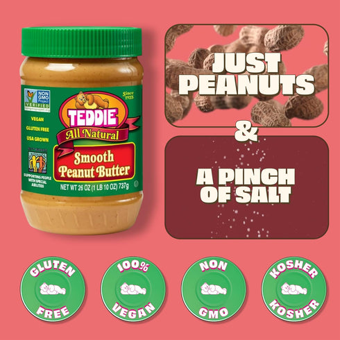 26 Oz Teddie All Natural Peanut Butter, Smooth