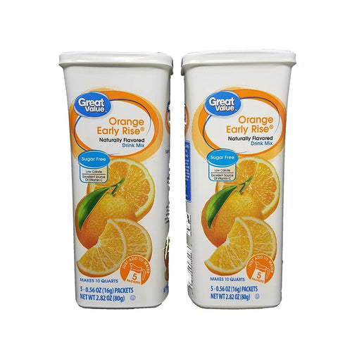 Great Value Orange Early Rise Drink Mix, 5 Count (Pack of 2)