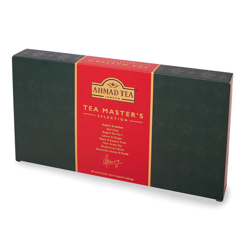Ahmad Tea Black, Green, & Herbal Teas, Tea Master's Selection Gift Box with 8 Teas, 48 Teabags