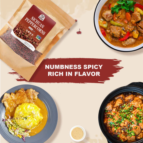 52USA Sichuan Peppercorn, Authentic Szechuan Red Peppercorns (4OZ), Whole Sichuan Red Peppercorns for Mapo Tofu and