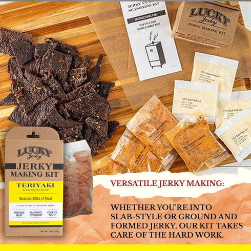 Lucky Jerky Teriyaki DIY Jerky Seasoning Kit - Seasons 20 lbs of Meat